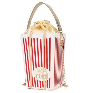 3464 Fashion Red Stripe Cute Popcorn Box Purse Crossbody Shoulder Bag